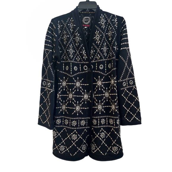 Johnny Was Jackets & Blazers - Johnny Was BIYA NWT Midi Embroidered Jacket Coatigan Cardigan Black Pearl Sz S